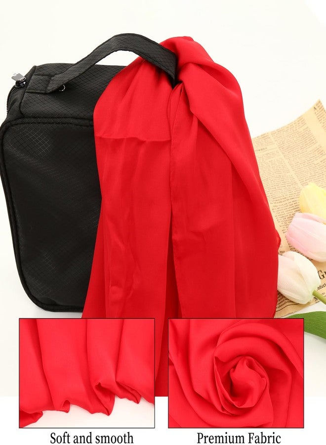LUODAKA 2pcs Red and Black Silk Feeling Scarf,Neck Scarf for Women 27.5×27.5inches Satin Head Scarves Fashion Square Scarfs Soft Breathable Handbag Decoration Accessories - Image 3